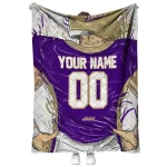custom james madison dukes player sketch purple gray quilt blanket best selling