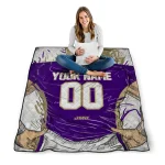 custom james madison dukes player sketch purple gray quilt blanket best selling