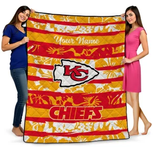custom kansas city chiefs layered florals red white quilt blanket best selling