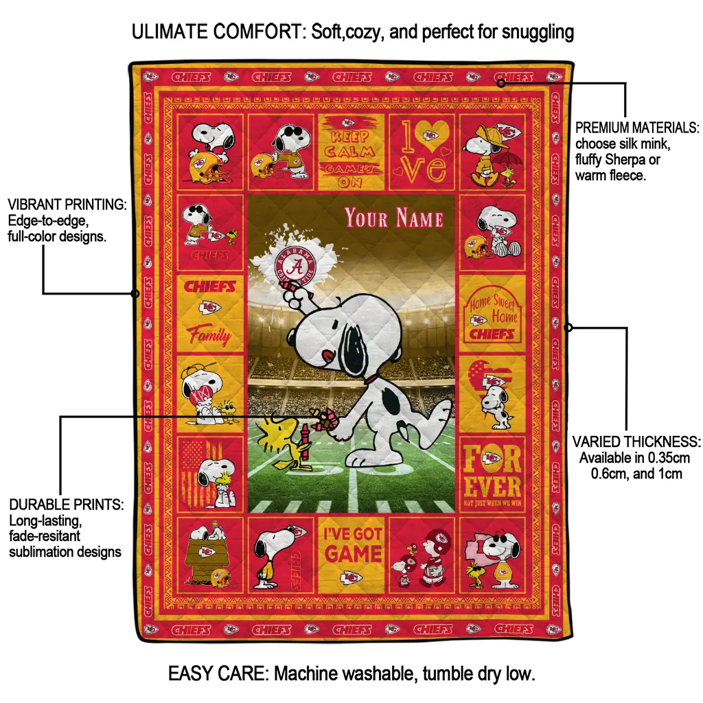 custom kansas city chiefs snoopy coach red quilt blanket latest model custom kansas city chiefs snoopy coach red quilt blanket latest model