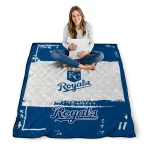 custom kansas city royals grunge patch royal blue white quilt blanket best selling