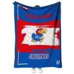 custom kansas jayhawks grunge patch blue white quilt blanket best selling