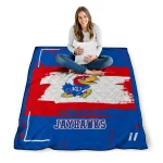 custom kansas jayhawks grunge patch blue white quilt blanket best selling