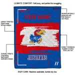 custom kansas jayhawks grunge patch blue white quilt blanket best selling