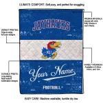 custom kansas jayhawks hibiscus burst blue white quilt blanket best selling