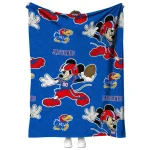 custom kansas jayhawks mickey football blue quilt blanket best selling