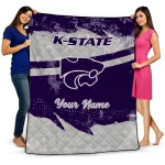 custom kansas state wildcats brushstroke layers purple quilt blanket best selling