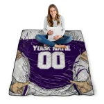 custom kansas state wildcats player sketch purple gray quilt blanket best selling