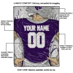 custom kansas state wildcats player sketch purple gray quilt blanket best selling