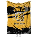 custom kennesaw state owls brushstroke layers gold quilt blanket best selling