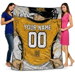 Custom Kennesaw State Owls Player Sketch Gold Gray Quilt Blanket 1 custom kennesaw state owls player sketch gold gray quilt blanket best selling