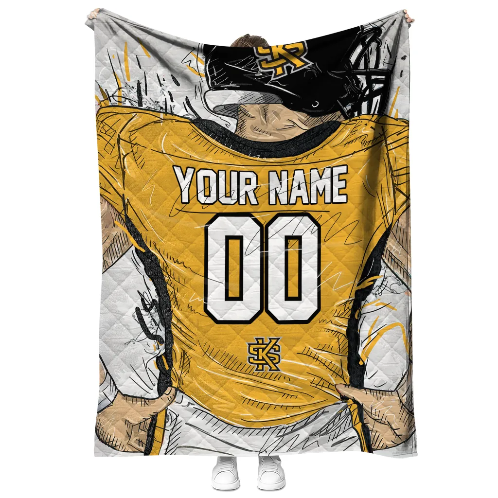 custom kennesaw state owls player sketch gold gray quilt blanket fashion forward custom kennesaw state owls player sketch gold gray quilt blanket fashion forward
