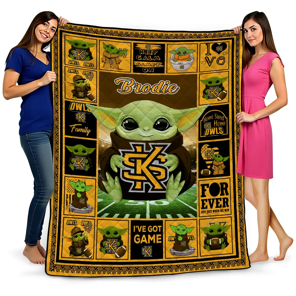 custom kennesaw state owls yody baby pattern gold quilt blanket best selling custom kennesaw state owls yody baby pattern gold quilt blanket best selling