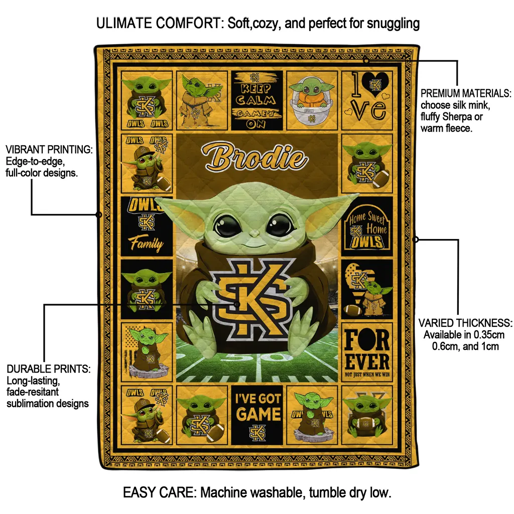 custom kennesaw state owls yody baby pattern gold quilt blanket latest model custom kennesaw state owls yody baby pattern gold quilt blanket latest model