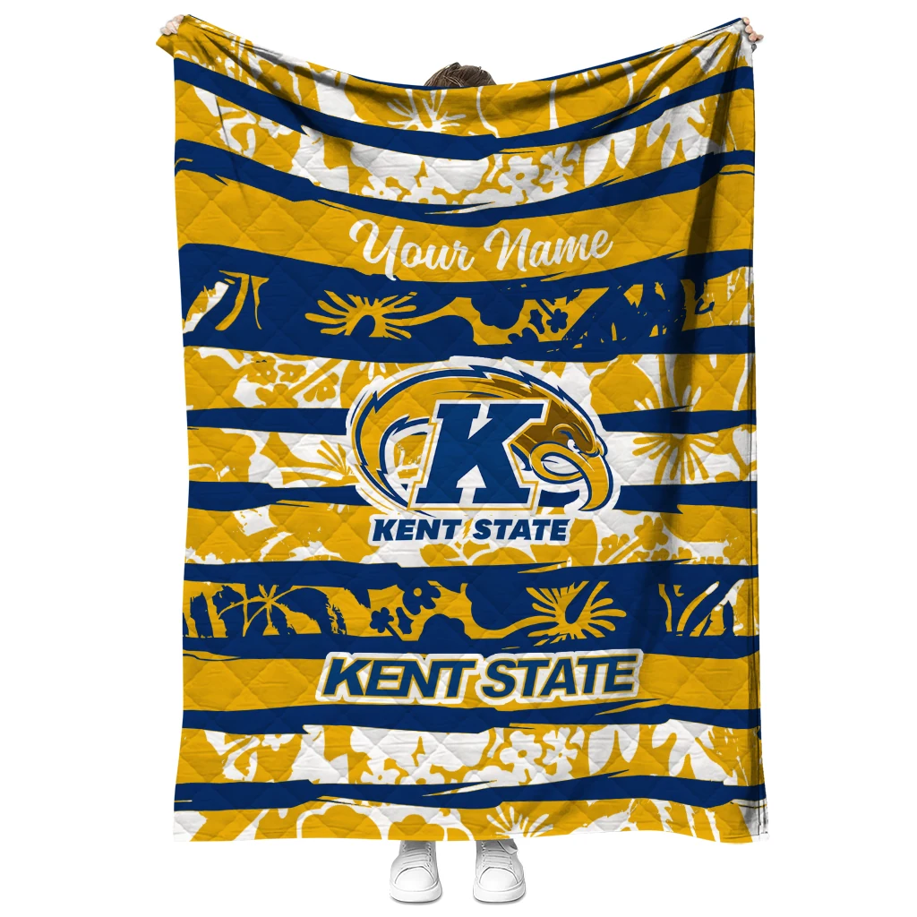 custom kent state golden flashes layered florals navy blue white quilt blanket fashion forward