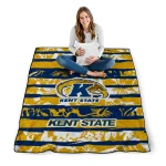custom kent state golden flashes layered florals navy blue white quilt blanket best selling