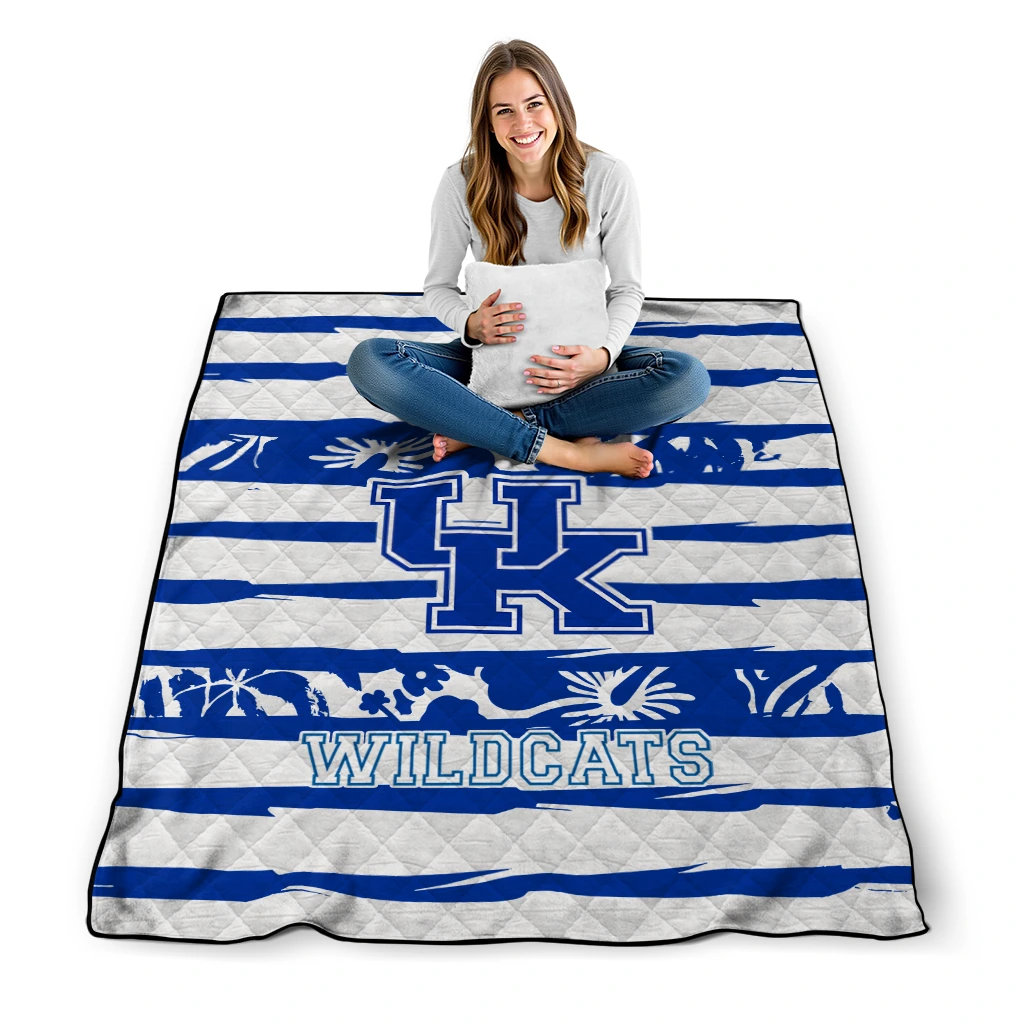 custom kentucky wildcats layered florals blue white quilt blanket high quality custom kentucky wildcats layered florals blue white quilt blanket high quality