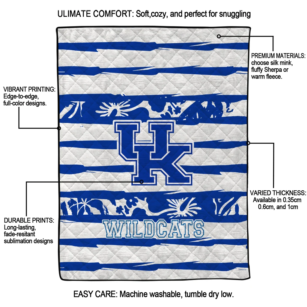custom kentucky wildcats layered florals blue white quilt blanket latest model custom kentucky wildcats layered florals blue white quilt blanket latest model