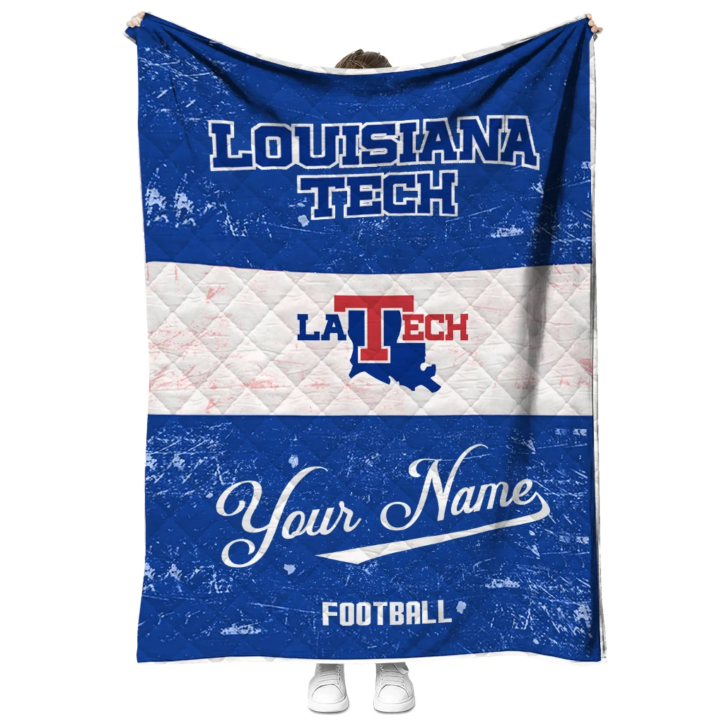 custom la tech hibiscus burst blue white quilt blanket fashion forward