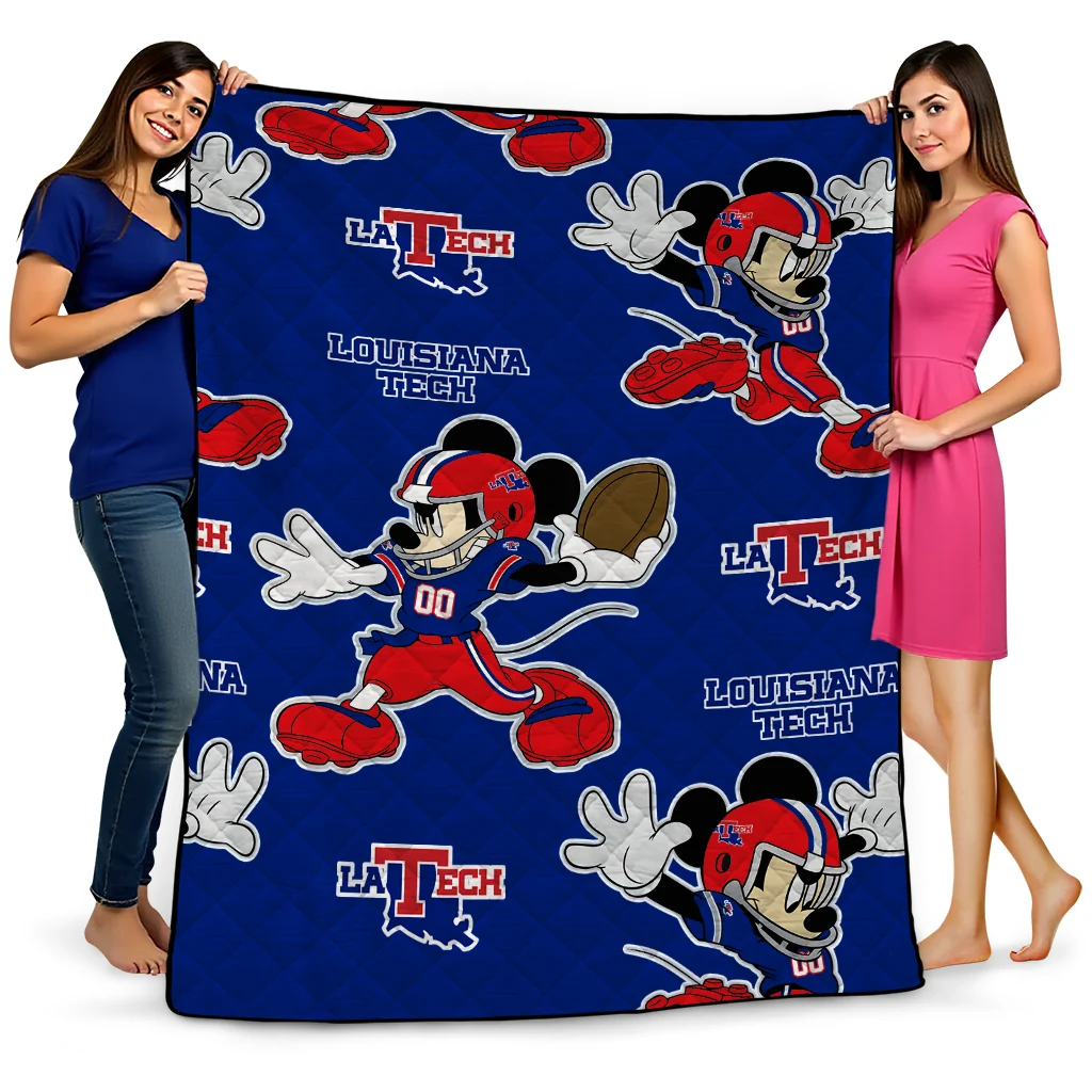 custom la tech mickey football blue quilt blanket best selling