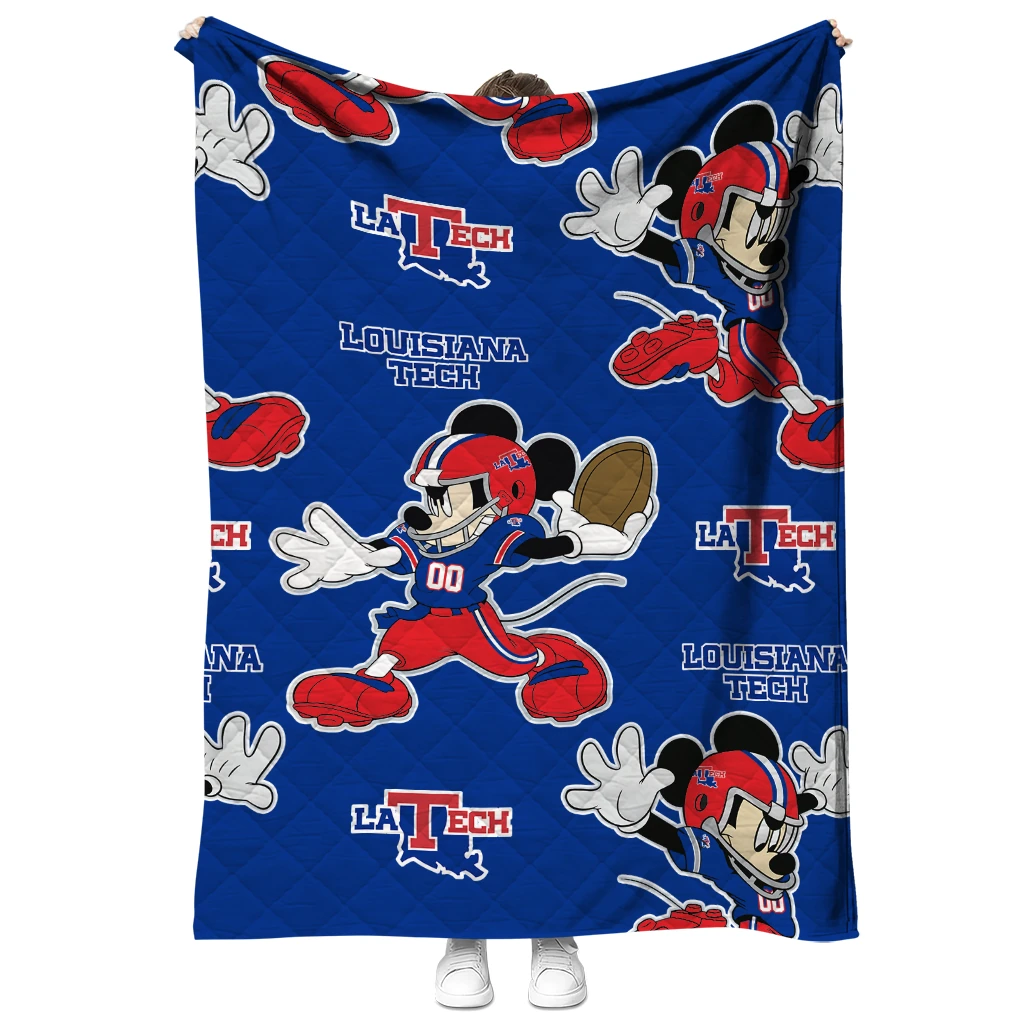 custom la tech mickey football blue quilt blanket fashion forward
