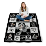 custom las vegas raiders mickey crimson black white quilt blanket best selling