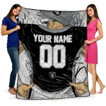 custom las vegas raiders player sketch black gray quilt blanket best selling