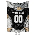 custom las vegas raiders player sketch black gray quilt blanket best selling