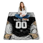 custom las vegas raiders player sketch black gray quilt blanket best selling