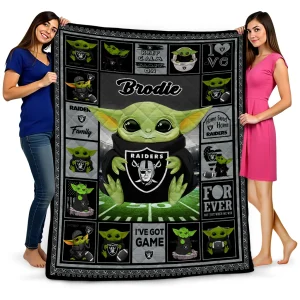custom las vegas raiders yody baby pattern black quilt blanket best selling