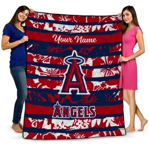 custom los angeles angels layered florals blue white quilt blanket best selling