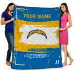 custom los angeles chargers grunge patch blue white quilt blanket best selling