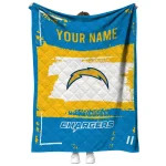 custom los angeles chargers grunge patch blue white quilt blanket best selling
