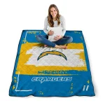 custom los angeles chargers grunge patch blue white quilt blanket best selling