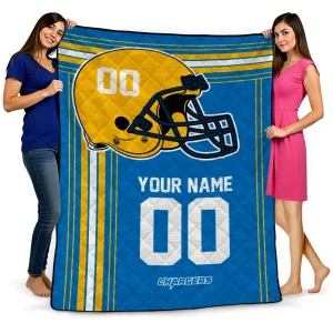 custom los angeles chargers helmet theme blue quilt blanket best selling
