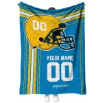 custom los angeles chargers helmet theme blue quilt blanket best selling