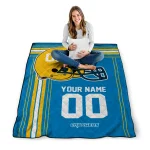 custom los angeles chargers helmet theme blue quilt blanket best selling