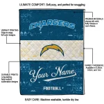 custom los angeles chargers hibiscus burst blue white quilt blanket best selling