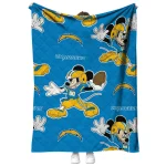 custom los angeles chargers mickey football blue quilt blanket best selling