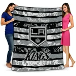 custom los angeles kings layered florals black white quilt blanket best selling