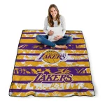 custom los angeles lakers layered florals purple white quilt blanket best selling
