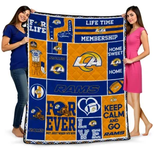 custom los angeles rams helmet passion blue quilt blanket best selling