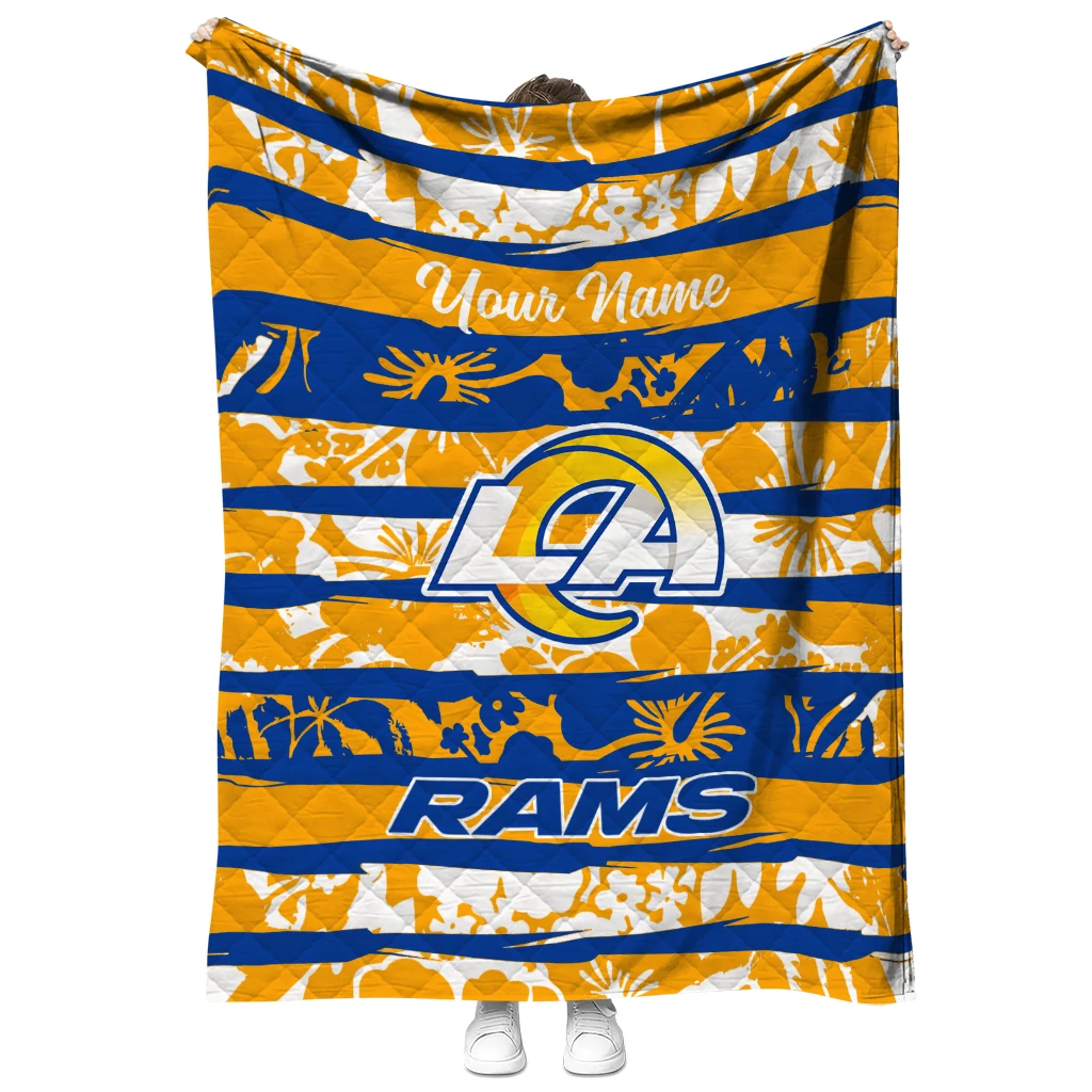 custom los angeles rams layered florals blue white quilt blanket fashion forward