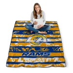 custom los angeles rams layered florals blue white quilt blanket best selling