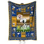 custom los angeles rams snoopy coach blue quilt blanket best selling