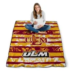 custom louisiana monroe warhawks layered florals red white quilt blanket best selling