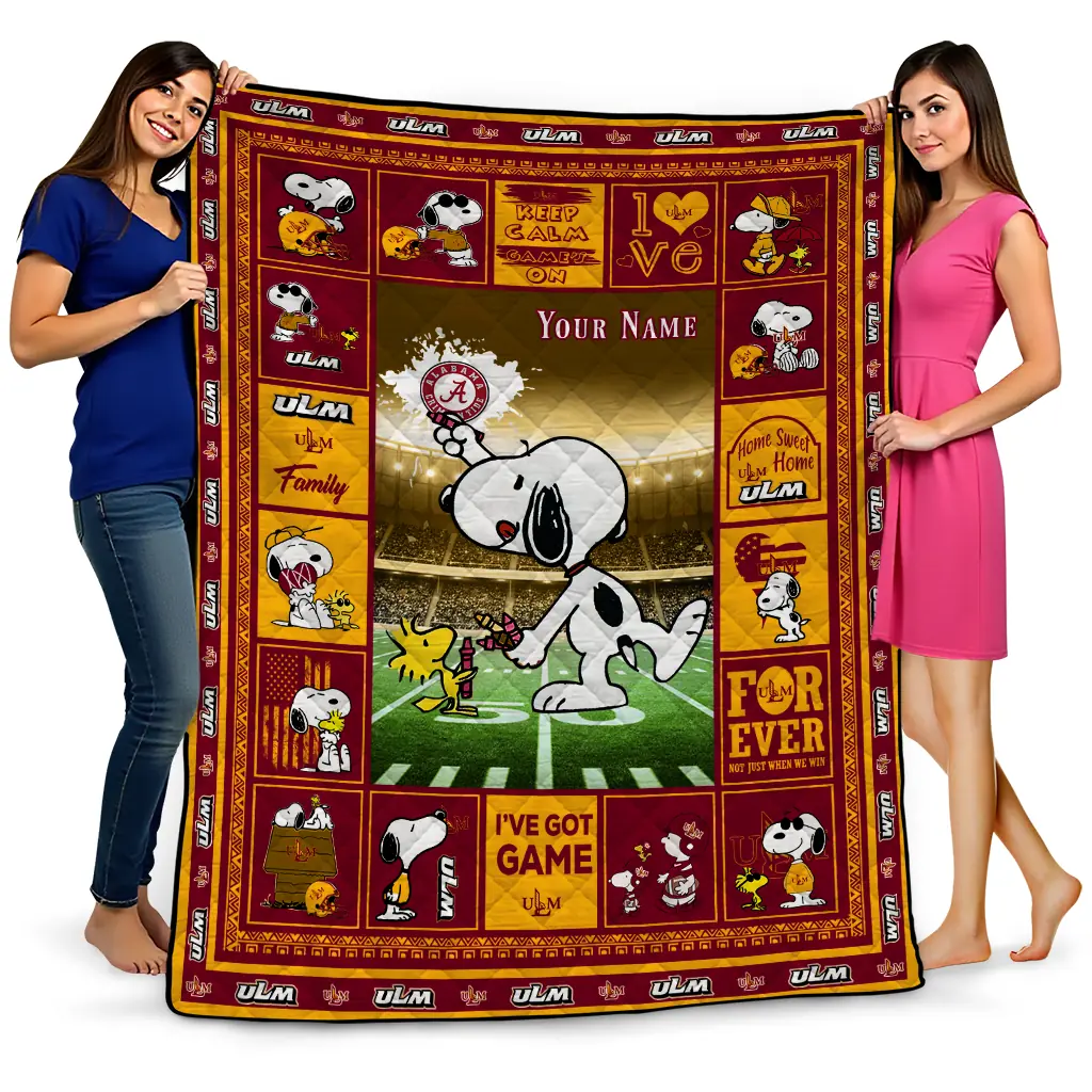 custom louisiana monroe warhawks snoopy coach red quilt blanket best selling custom louisiana monroe warhawks snoopy coach red quilt blanket best selling