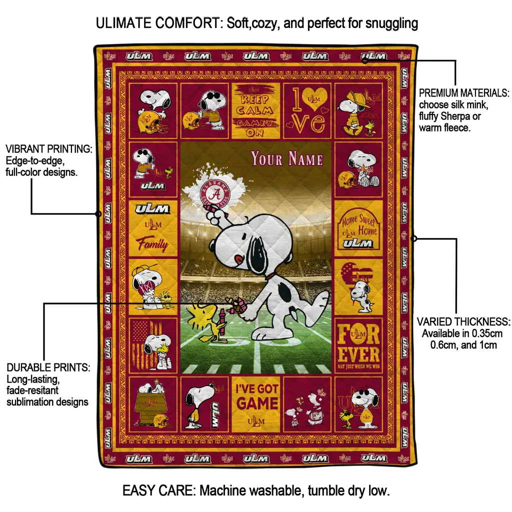 custom louisiana monroe warhawks snoopy coach red quilt blanket latest model custom louisiana monroe warhawks snoopy coach red quilt blanket latest model