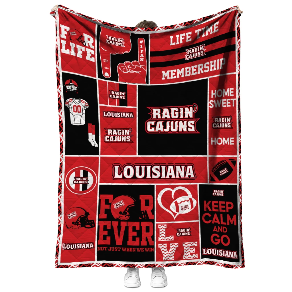 custom louisiana ragin cajuns helmet passion red quilt blanket fashion forward