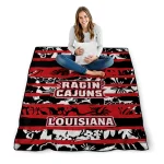 custom louisiana ragin cajuns layered florals red white quilt blanket best selling